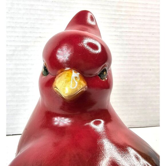 Vintage Red Ceramic Large Cardinal Bird Figurine Decorative Sculpture - Picture 4 of 8